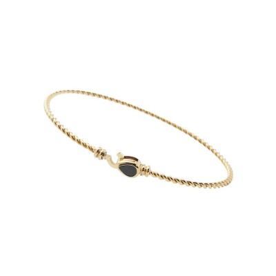Bracelet jonc Zag Ranya en acier doré et onyx