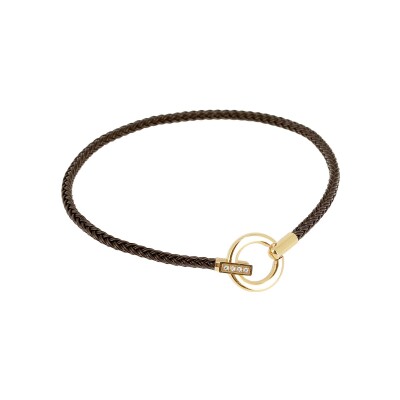 Bracelet Zag Cieza en acier doré, textile et oxyde de zirconium, Noir