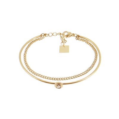Bracelet jonc Zag Belenos en acier doré et oxyde de zirconium