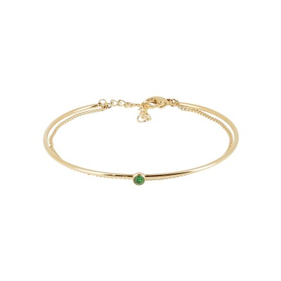 Bracelet jonc Zag Lionel en acier doré et oxyde de zirconium, Vert