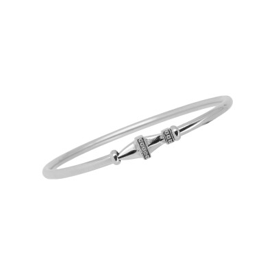 Bracelet jonc Zag Valerio en acier et oxyde de zirconium