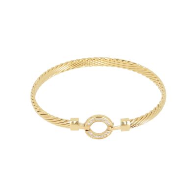 Bracelet jonc Zag Invalis en acier doré et oxyde de zirconium