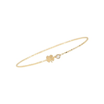 Bracelet jonc Zag Ashura en acier doré et oxyde de zirconium