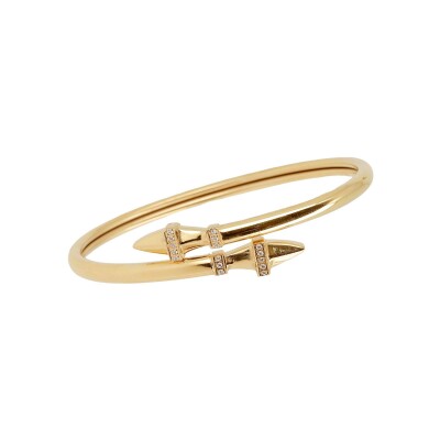 Bracelet jonc Zag Galine en acier doré et oxyde de zirconium