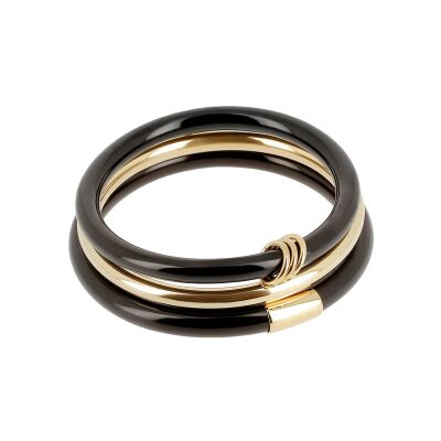 Bracelet jonc Zag Ayana  en acétate et acier doré