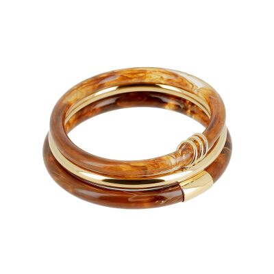 Bracelet jonc Zag Ayana  en acétate et acier doré