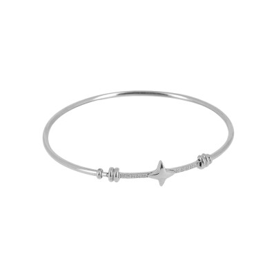 Bracelet jonc Zag Erbajolo en acier et oxyde de zirconium