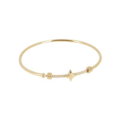 Bracelet jonc Zag Erbajolo  en acier doré et oxyde de zirconium