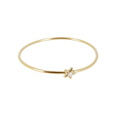 Bracelet jonc Zag Aghione  en acier doré et oxyde de zirconium