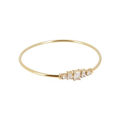 Bracelet jonc Zag Capra  en acier doré et oxyde de zirconium