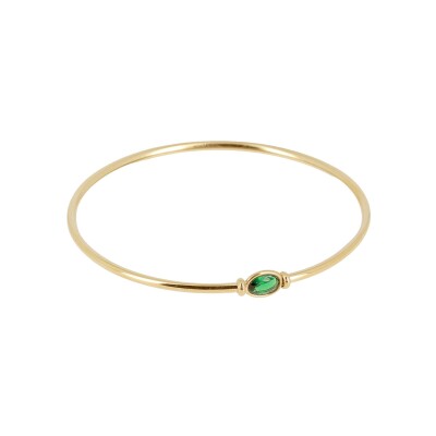 Bracelet jonc Zag Troia en acier doré et oxyde de zirconium