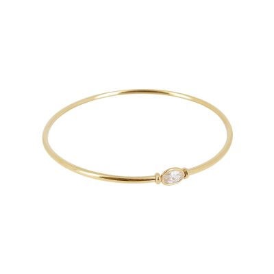 Bracelet jonc Zag Troia en acier doré et oxyde de zirconium