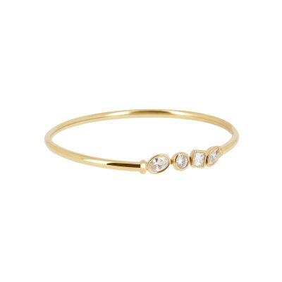 Bracelet jonc Zag Aragona  en acier doré et oxyde de zirconium