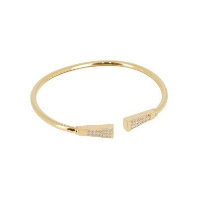 Bracelet jonc Zag Rueddos en acier doré et oxyde de zirconium
