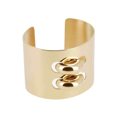 Bracelet manchette Zag Barona en acier doré