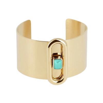 Bracelet manchette Zag Onda  en acier doré