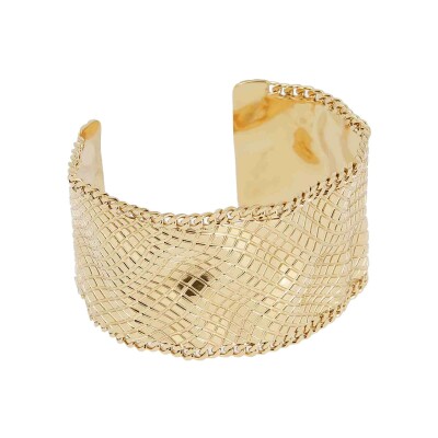 Bracelet manchette Zag Baix en acier doré