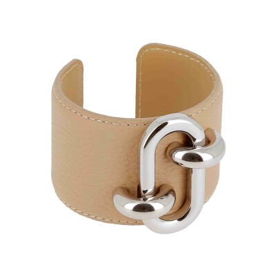 Bracelet manchette Zag Cappadoce en cuir et acier