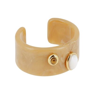 Bracelet jonc Zag Lomas  en acétate et acier doré