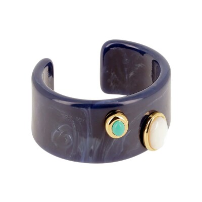 Bracelet jonc Zag Lomas  en acétate et acier doré