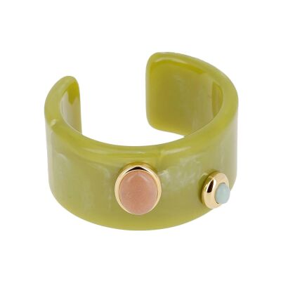 Bracelet jonc Zag Lomas  en acétate et acier doré