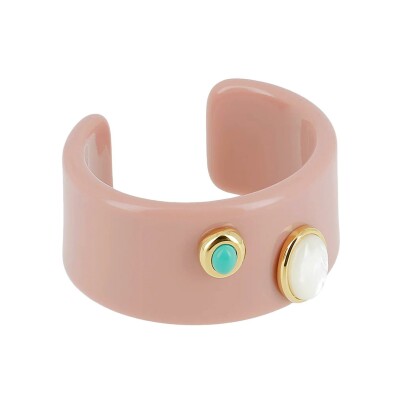 Bracelet jonc Zag Lomas  en acétate et acier doré