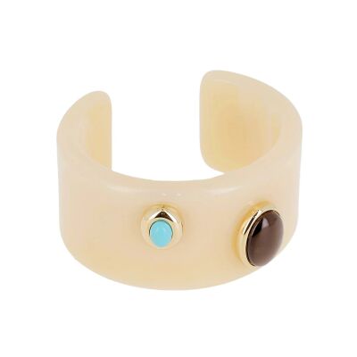 Bracelet jonc Zag Lomas  en acétate et acier doré