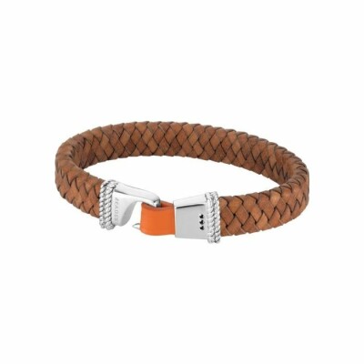 Bracelet Zeades Tangon corde en cuir sable et argent rhodié