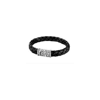 Bracelet Zeades Galet en argent et cuir