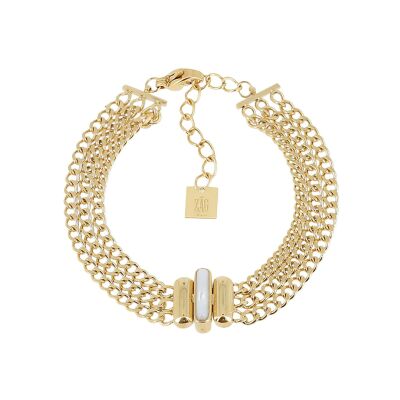 Bracelet Zag Galileo  en acier doré et nacre
