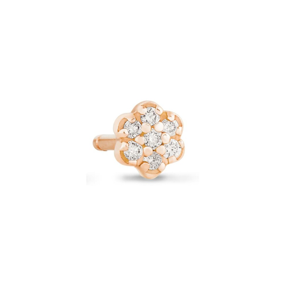 Mono boucle d'oreille GINETTE NY BE MINE Mini Lotus en or rose et diamants