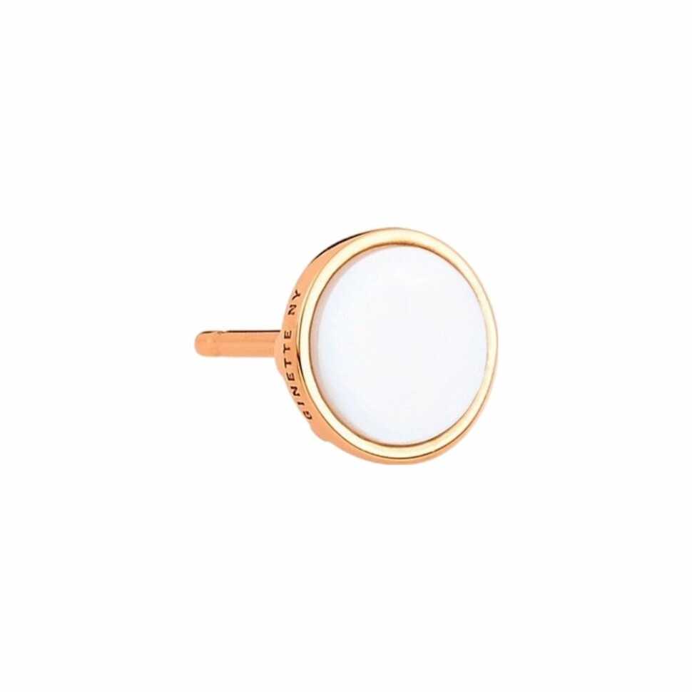 GINETTE NY EVER Disc single earring, rose gold and white agate