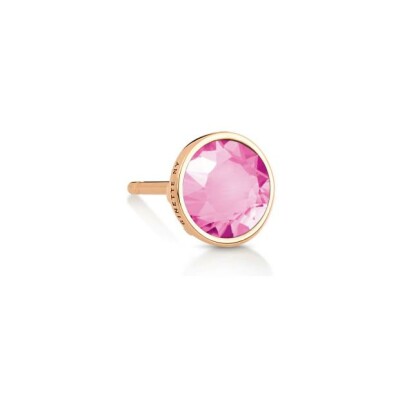 Mono boucle d'oreille Ginette NY EVER  en or rose et corindon rose