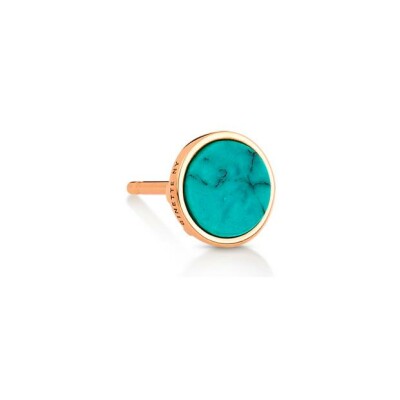 GINETTE NY EVER Disc single earring, rose gold and turquoise