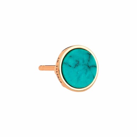 GINETTE NY EVER Disc single earring, rose gold and turquoise