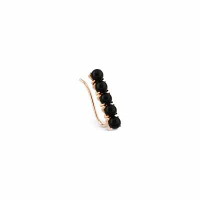 Mono boucle d'oreille Ginette NY MARIA en or rose et onyx