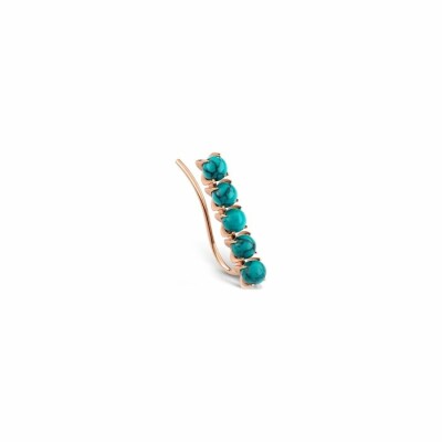 Mono boucle d'oreille Ginette NY MARIA en or rose et turquoises