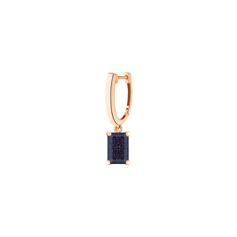 Mono boucle d'oreille pendante Ginette NY Midnight en or rose et blue sand stone