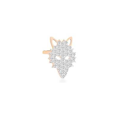 Mono boucle d'oreille Ginette NY WOLF en or rose, rhodium et diamant