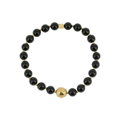 Bracelet Zag Loua en acier doré, Noir