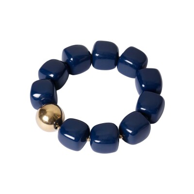 Bracelet Zag Oedipe en acier doré et résine, Bleu