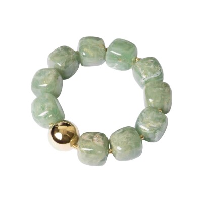 Bracelet Zag Oedipe en acier doré et résine, Vert