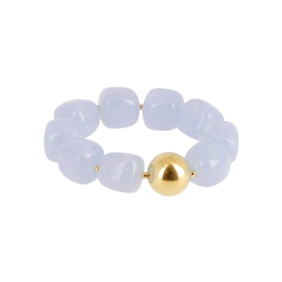 Bracelet Zag Oedipe en acier doré et résine, Bleu clair