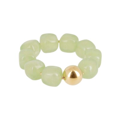 Bracelet Zag Oedipe en acier doré et résine, Vert clair