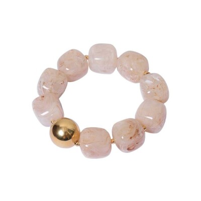 Bracelet Zag Oedipe en acier doré et résine, Rose