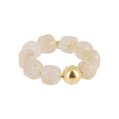 Bracelet Zag Oedipe en acier doré et résine, Blanc