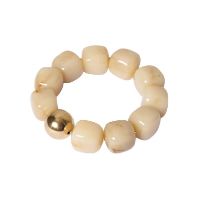 Bracelet Zag Oedipe en acier doré et résine, Nude