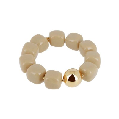 Bracelet Zag Laïos en acier doré et résine, Nude