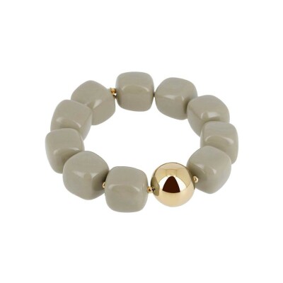 Bracelet Zag Laïos en acier doré et résine, Gris