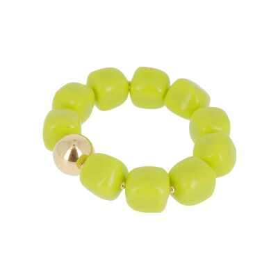 Bracelet Zag Laïos en acier doré et résine, Vert clair